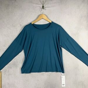 CRZ YOGA Womens Long Sleeve UPF50+ Crop T-shirt Blue Green Yoga Medium 8/10